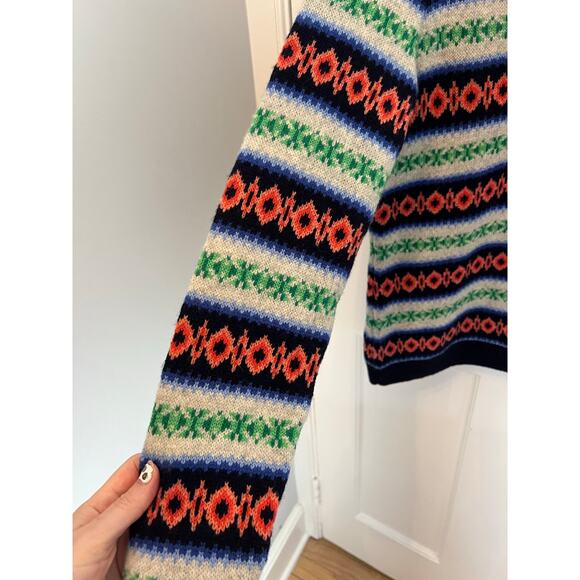 Vineyard Vines Women's M Lambswool Cashmere Sweater Fair Isle Crew Neck Blue - Picture 4 of 9